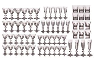 A large suite of Baccarat Harcourt pattern glassware, comprising champagne flutes, red wine glasses,