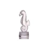 A contemporary Lalique frosted crystal glass paperweight, modelled as a sea horse, in original