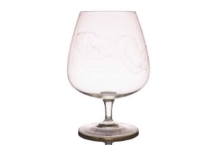 John Hutton (1906-1978), a large glass goblet with an etched design of a recumbent female nude,