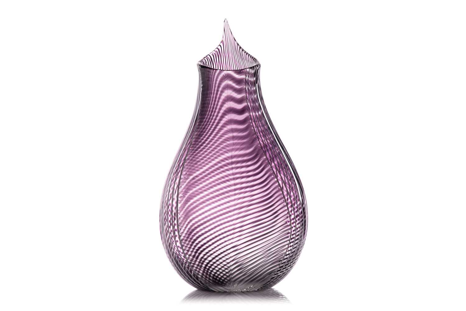 A Luca Vidal Murano large art glass vase with textured finish to one side, bespoke made for the