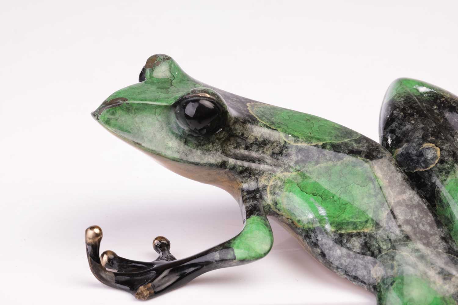 Tim 'Frogman' Cotterill (b.1950): a large bronze and enamelled model of a frog, designed to sit on - Image 8 of 10