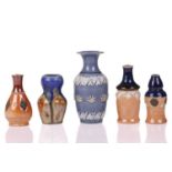 A collection of late 19th / early 20th century Royal Doulton miniature stoneware vases, the