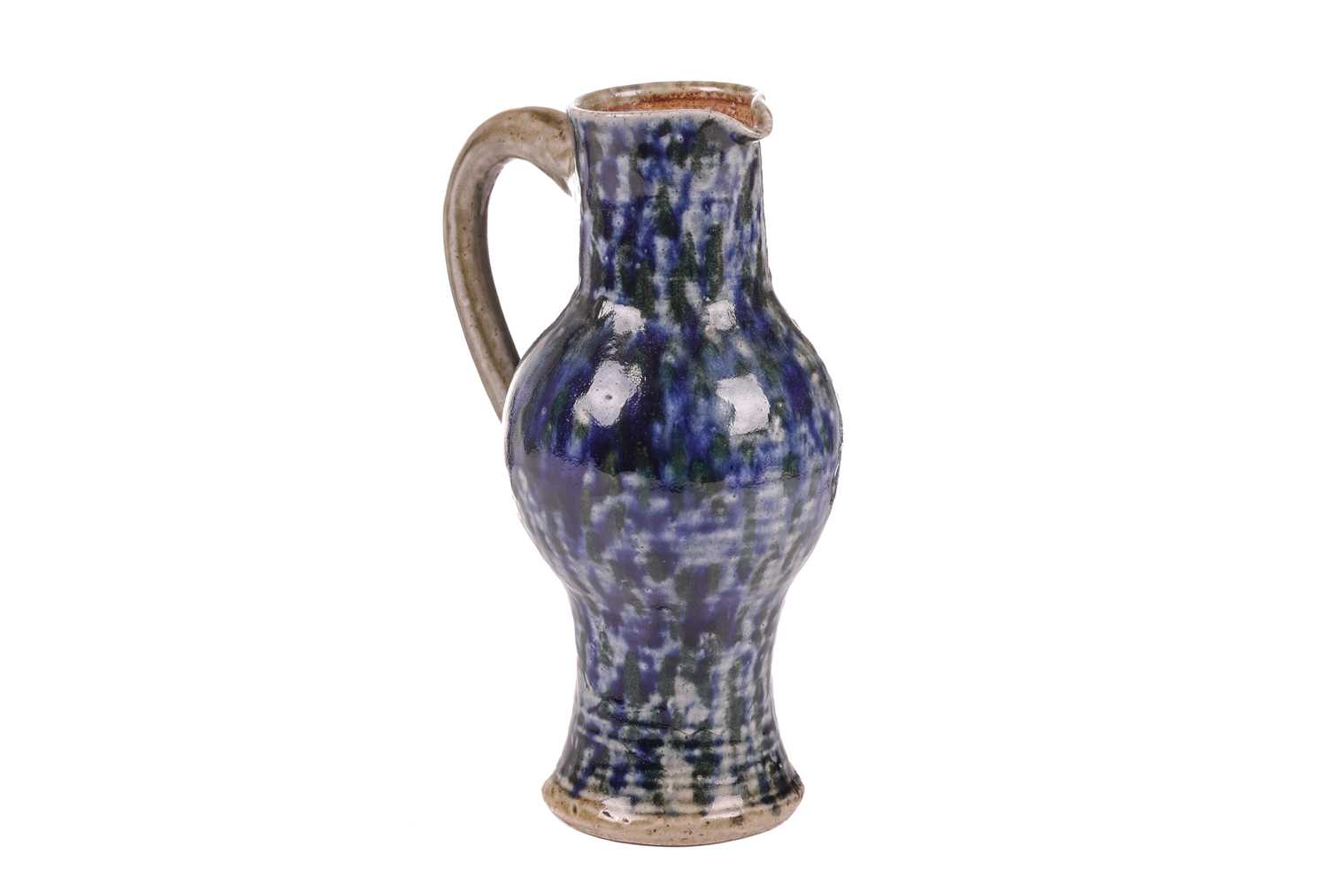 A late 19th century Martin Brothers stoneware jug, of bellied form with mottled blue glaze on a - Image 5 of 12