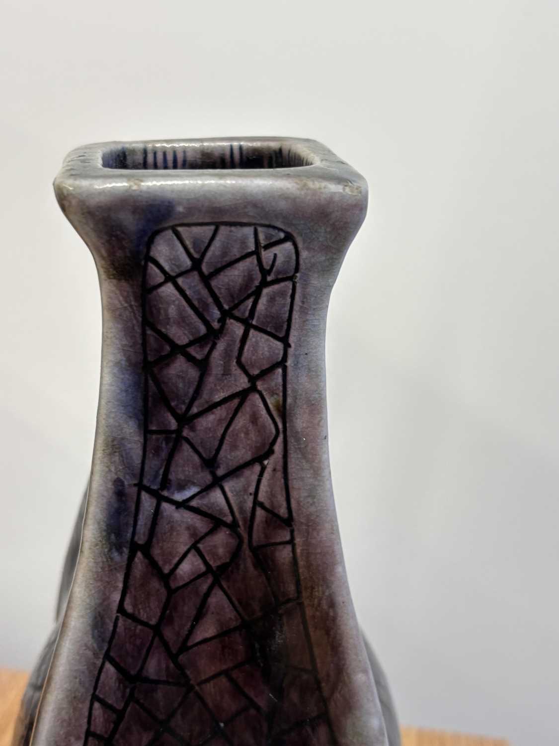 Clement Martin for Martin Brothers, a purple-glazed vase of shaped, square form, 'cracked ice' - Image 7 of 12