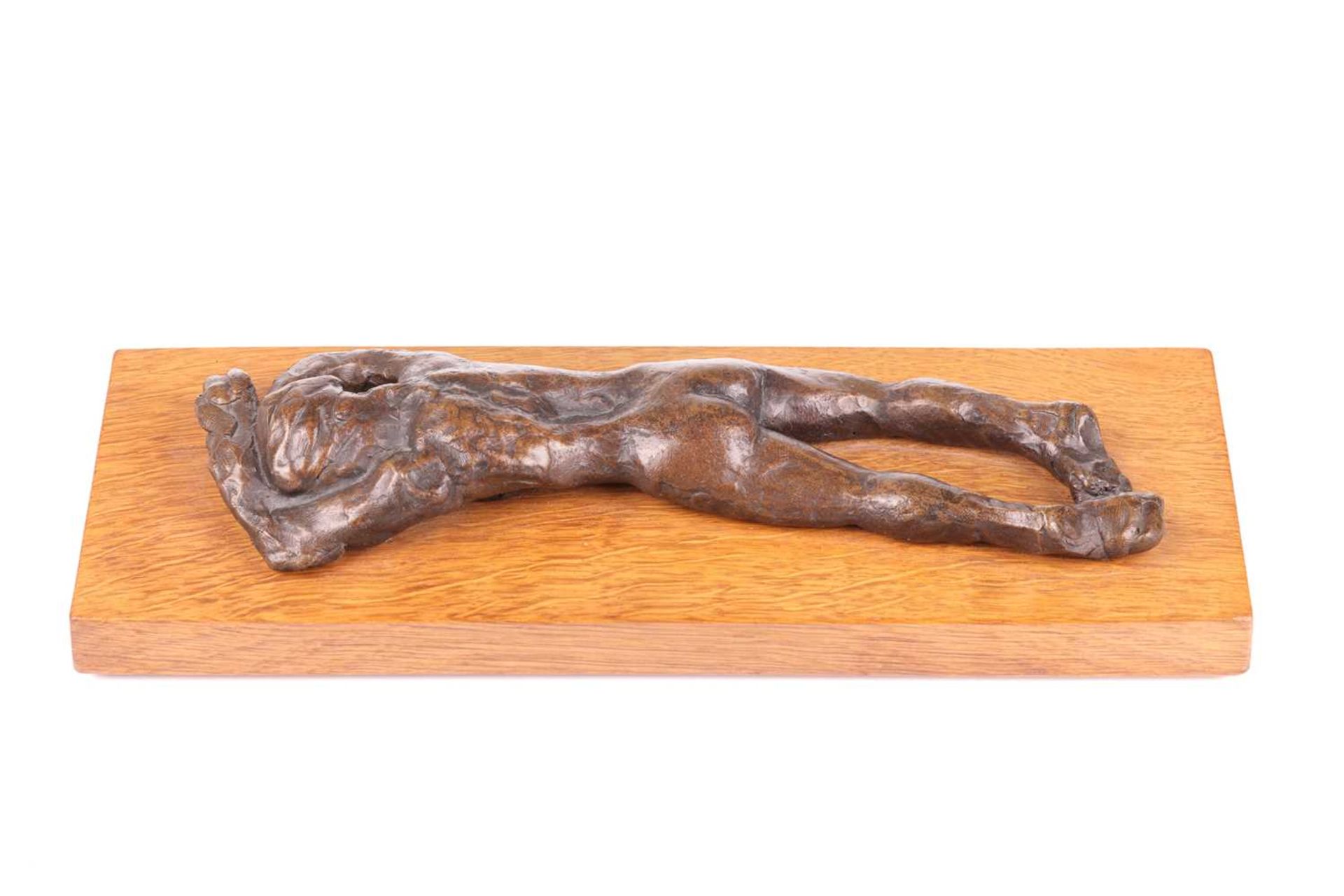 John Doubleday (b.1947), a patinated bronze study of a recumbent female nude, lying face down, on - Image 2 of 5