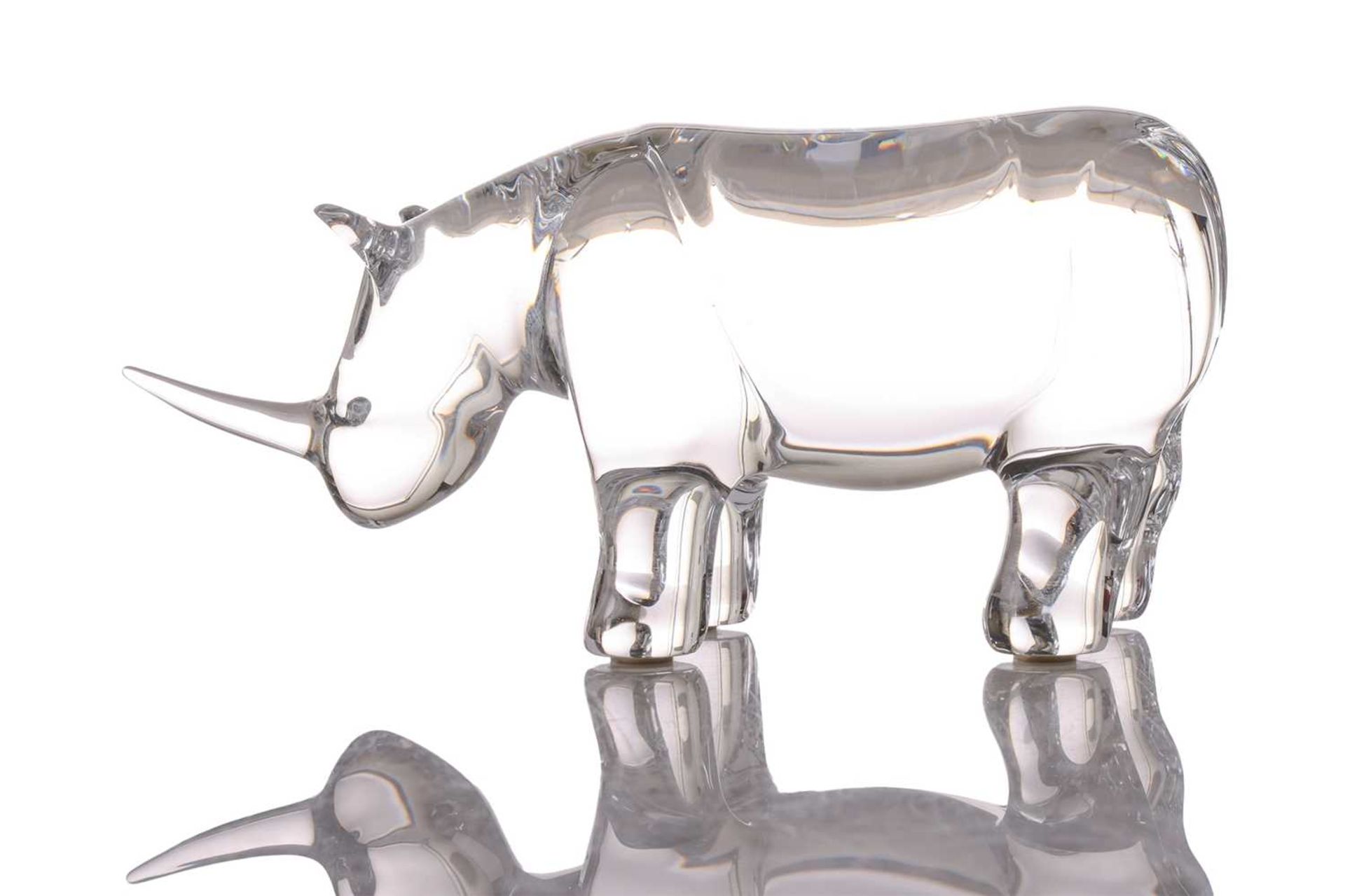 A Baccarat crystal glass figure of a rhinoceros, 8.5 cm x 18.5 cm, in original box. - Image 4 of 6