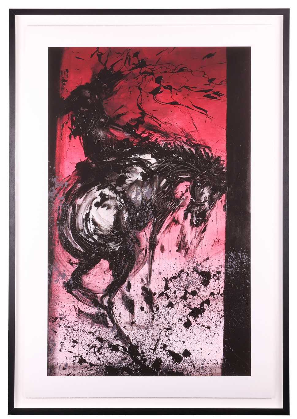 Richard Hambleton (Canadian, 1952-2017), Horse and Rider - Bucking Red (2018), blind stamped