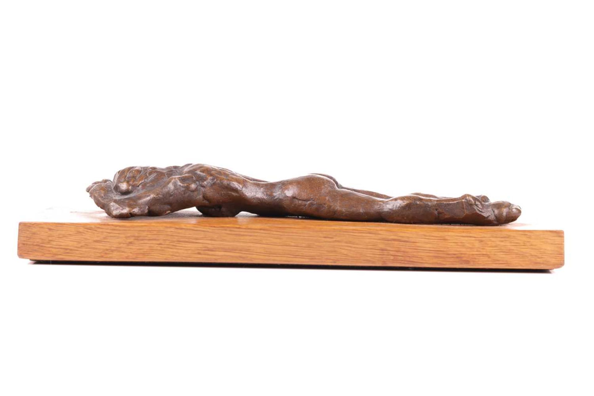 John Doubleday (b.1947), a patinated bronze study of a recumbent female nude, lying face down, on - Image 3 of 5