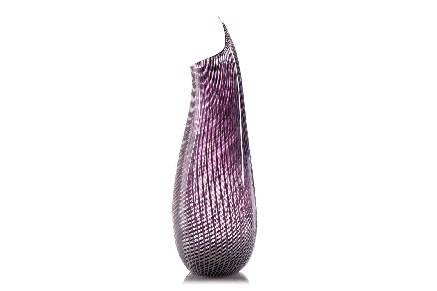 A Luca Vidal Murano large art glass vase with textured finish to one side, bespoke made for the - Image 4 of 9