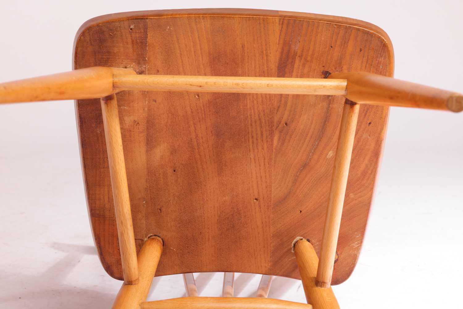 Set of six Ercol beech and elm All Purpose (391) design dining chairs, each stamped with Kite Mark - Image 14 of 16