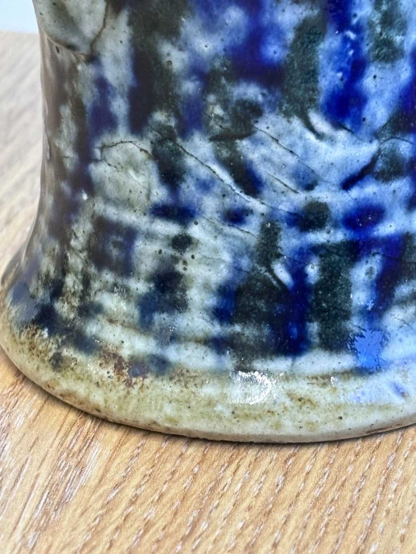 A late 19th century Martin Brothers stoneware jug, of bellied form with mottled blue glaze on a - Image 9 of 12