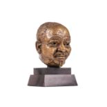 Sir Jacob Epstein (1880-1959), Head of Ivan Maisky, gold patina bronze, 26 cm high, on a slate base,