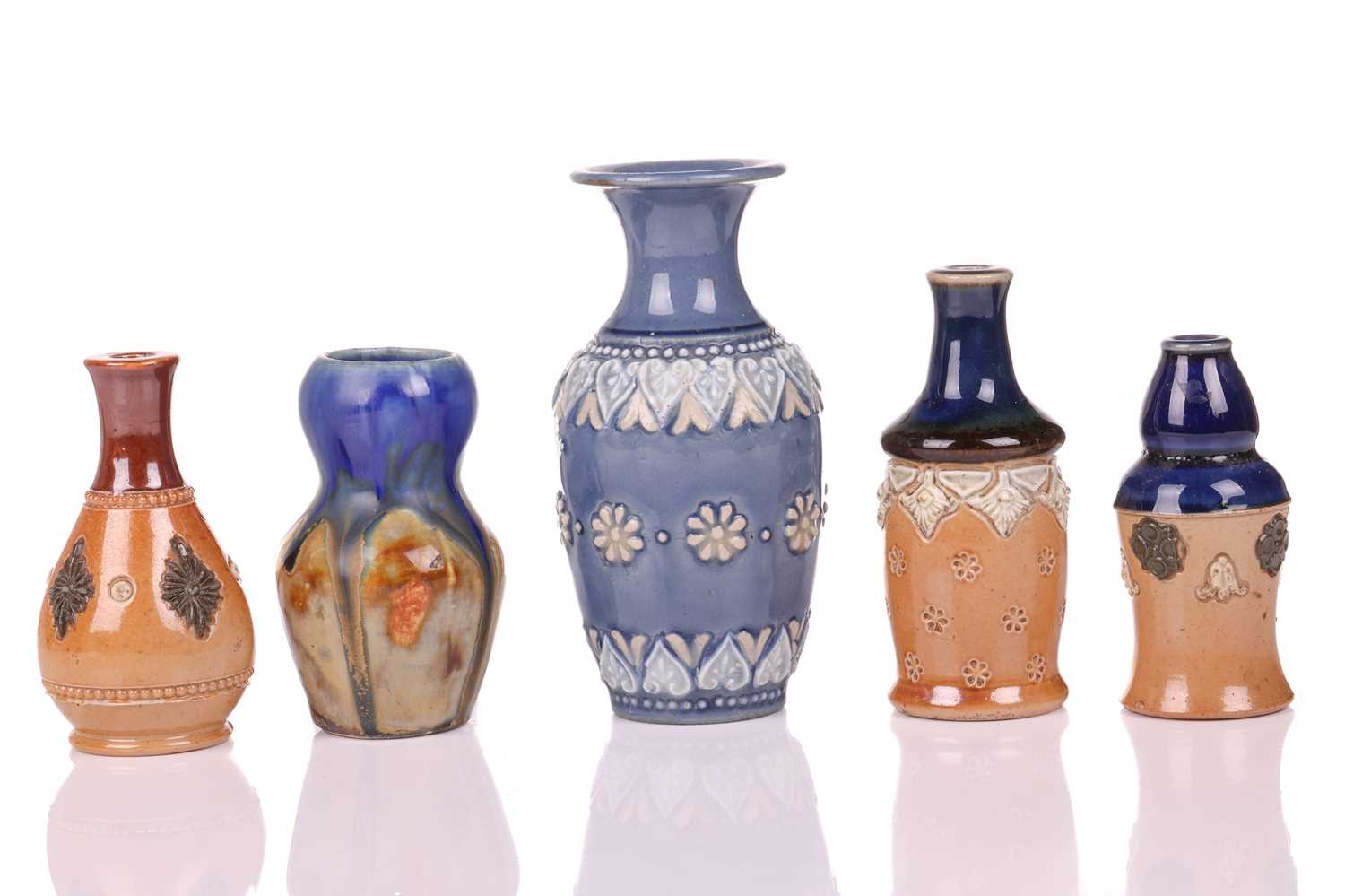 A collection of late 19th / early 20th century Royal Doulton miniature stoneware vases, the - Image 2 of 4