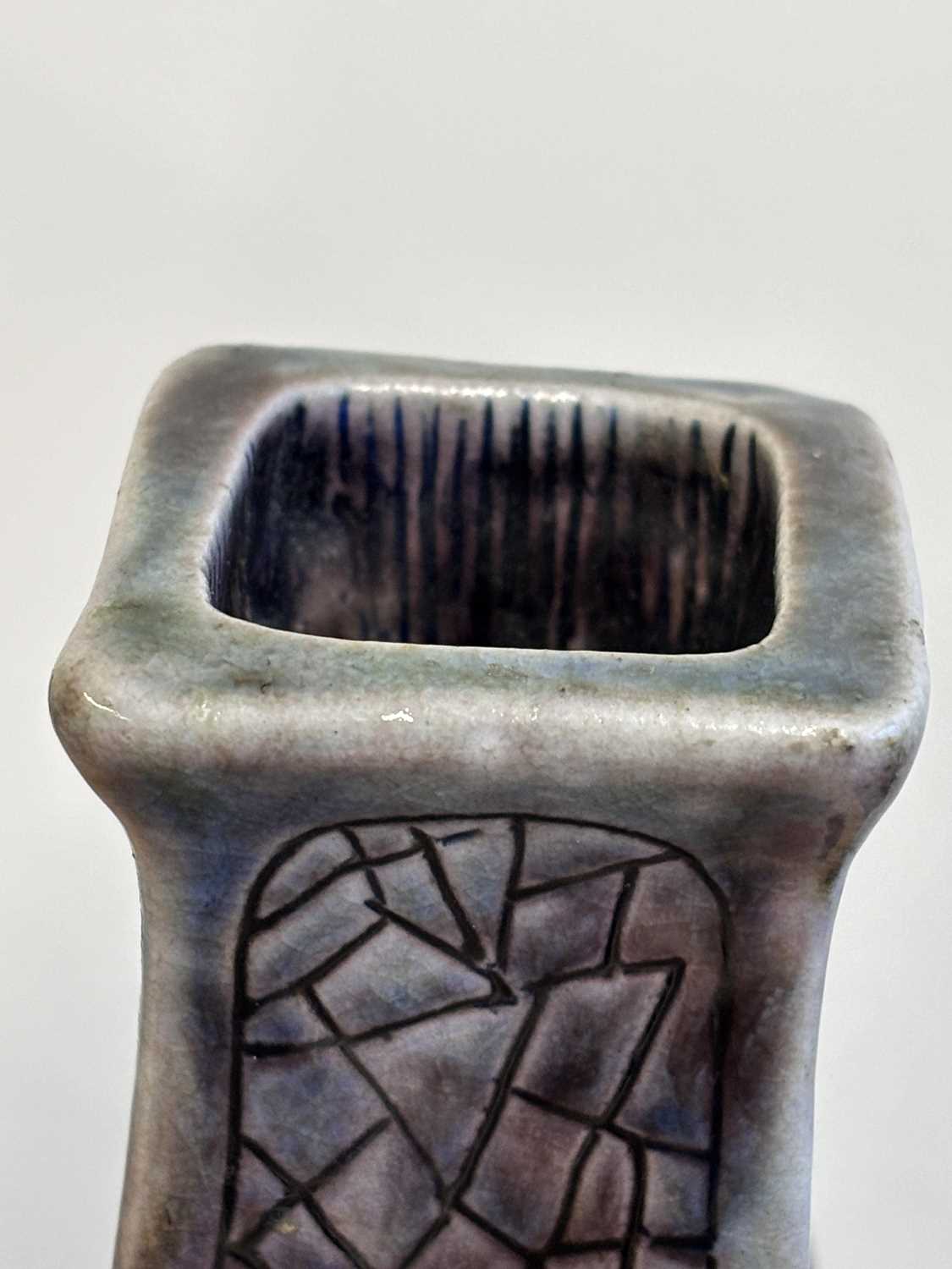 Clement Martin for Martin Brothers, a purple-glazed vase of shaped, square form, 'cracked ice' - Image 6 of 12