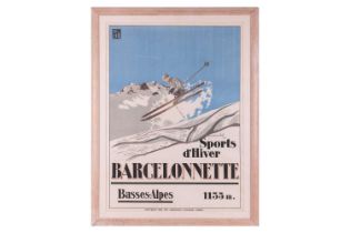 Pierre Michel (20th century), 'Barcelonette', lithographic poster of skiing interest, 106 cm x 75 cm