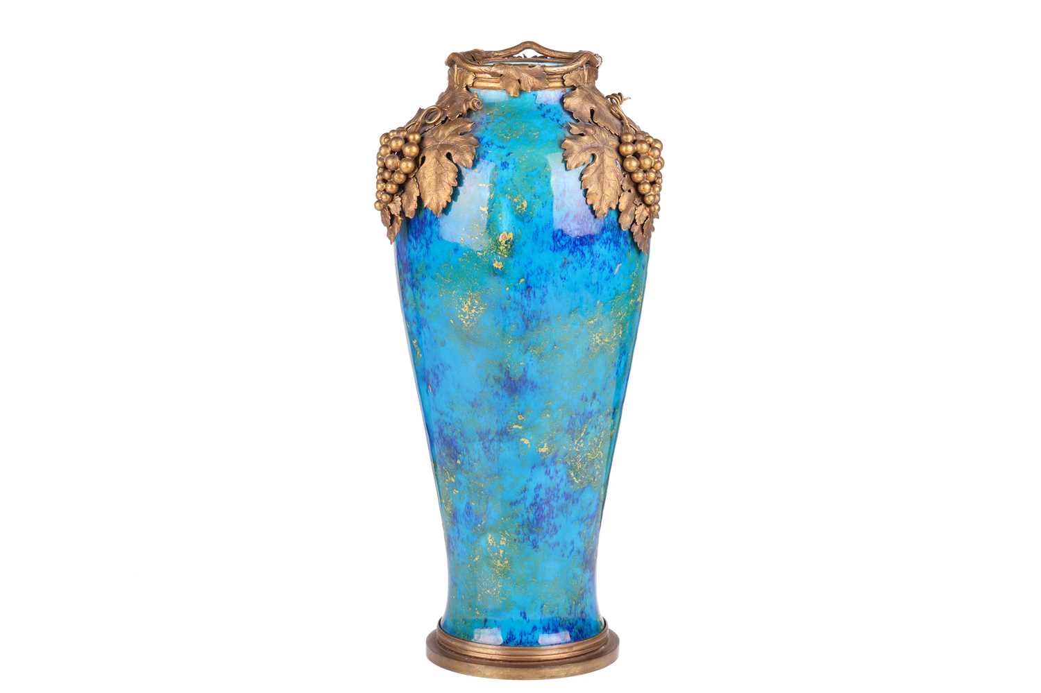 Paul Milet for Sevres, an early 20th-century tall ormolu mounted vase, with applied grape and fine - Image 3 of 5