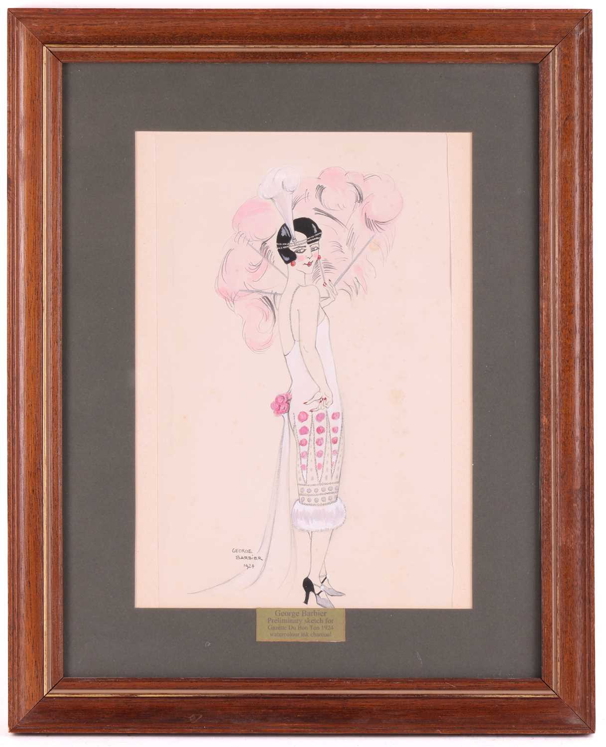 George Barbier, (1882-1932), 1924, 'Preliminary Sketch for Gazette Du Bon Ton 1924', full-length - Image 2 of 6