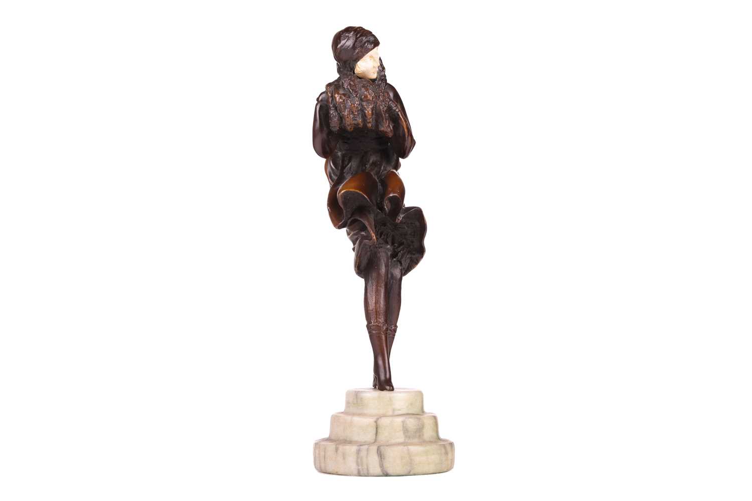 Manner of Demetre Chiparus (1886-1947), an Art Deco style patinated bronze figure of a lady - Image 2 of 6