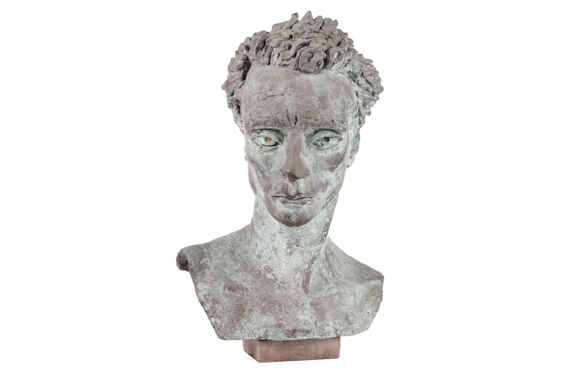 Sir Jacob Epstein (1880-1959), Bust of The Honourable Wynne Godley, green patinated bronze, 52 cm - Image 2 of 7
