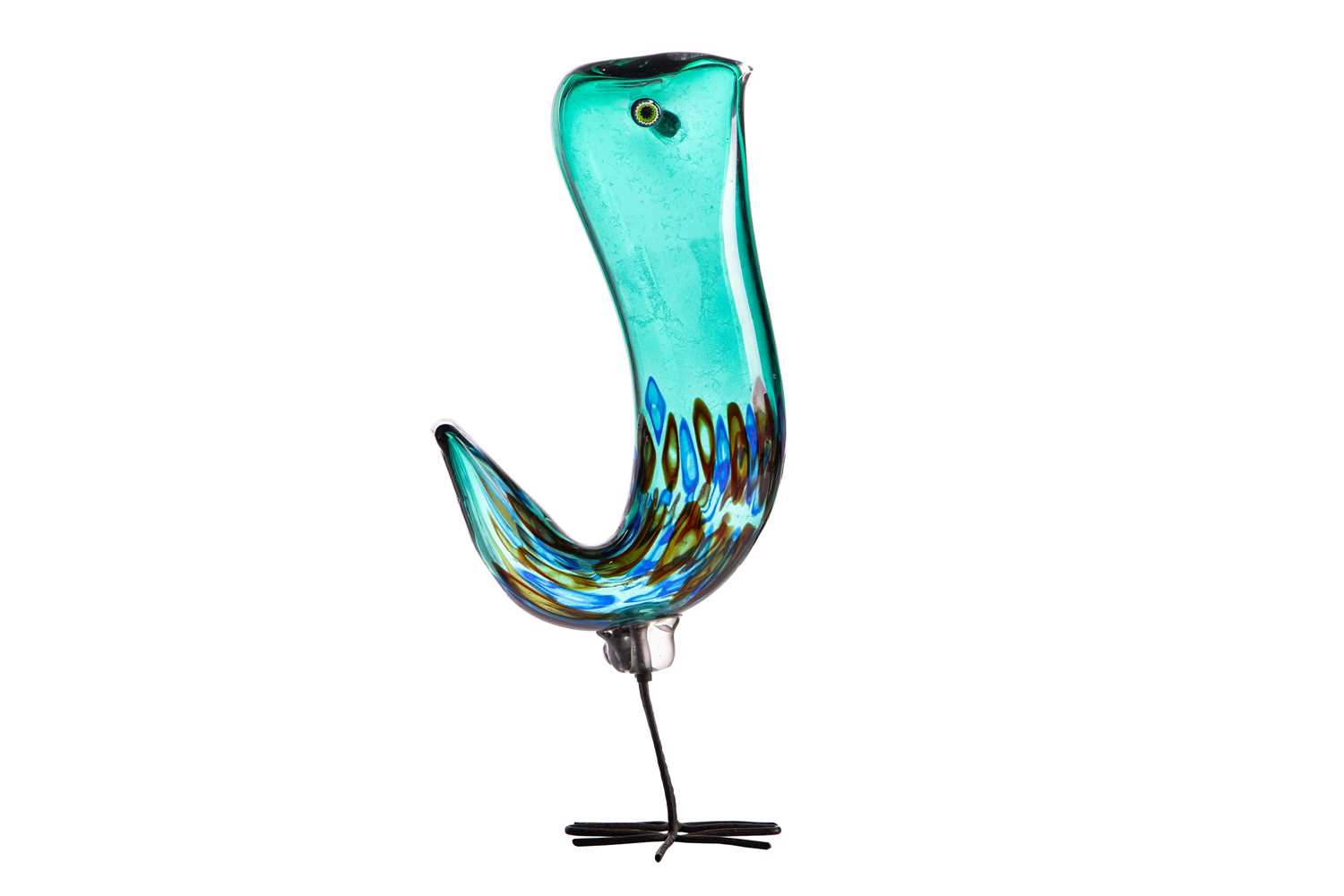 A 'Pulcino' Murano glass bird, designed by Alessandro Pianon for Murano, in green and coloured glass - Image 6 of 10