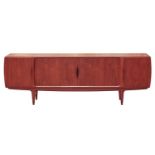 Johannes Andersen for Uldum Mobelfabrik, a teak 'Mid Century Vintage' sideboard with barrell ends,