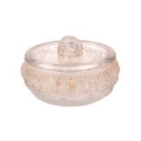 A Rene Lalique 'Primeveres' pattern moulded and frosted circular powder bowl and cover, the body