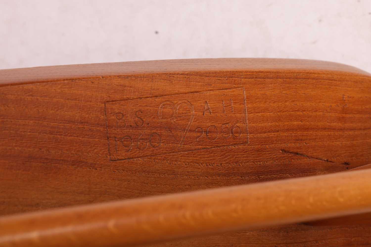 Set of six Ercol beech and elm All Purpose (391) design dining chairs, each stamped with Kite Mark - Image 13 of 16