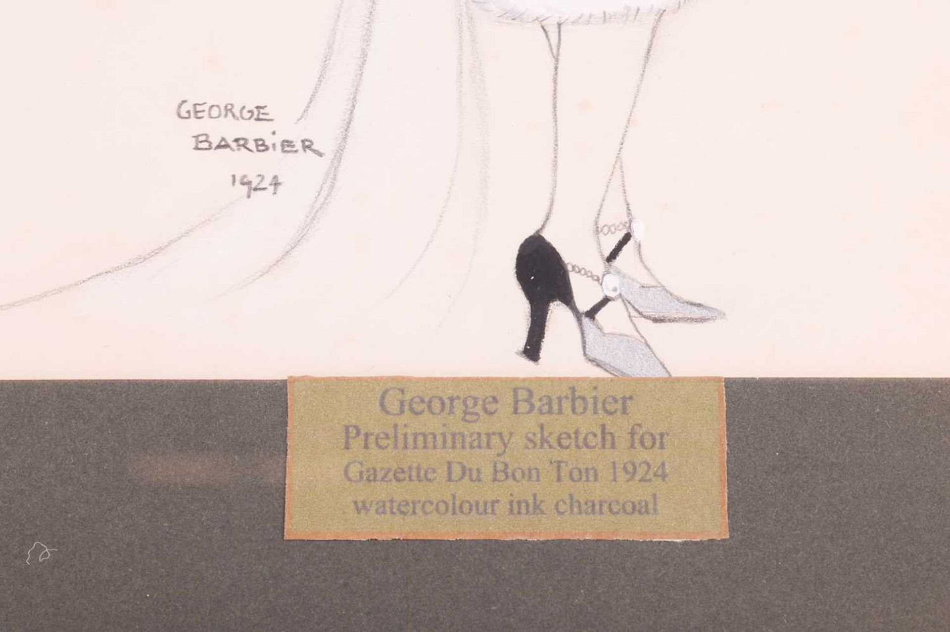 George Barbier, (1882-1932), 1924, 'Preliminary Sketch for Gazette Du Bon Ton 1924', full-length - Image 4 of 6