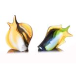 Rozinek and Honzik for Exbor (Czechoslovakia), two glass fish sculptures, of differing form in
