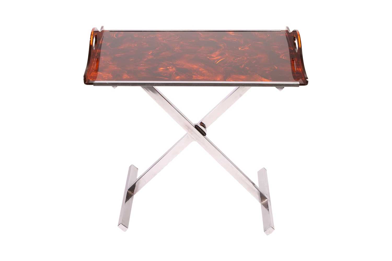 A Christian Dior for Maison Mercier, a faux tortoiseshell and chrome-plated tray table, 1960s