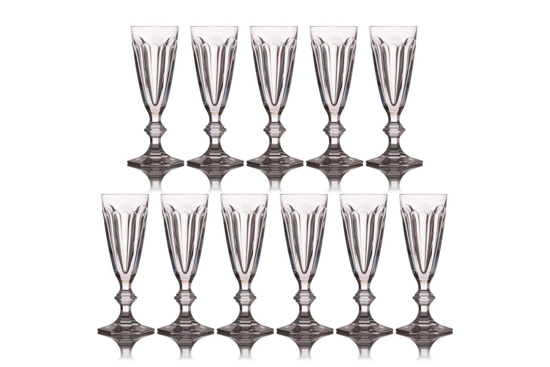 A large suite of Baccarat Harcourt pattern glassware, comprising champagne flutes, red wine glasses, - Image 7 of 9