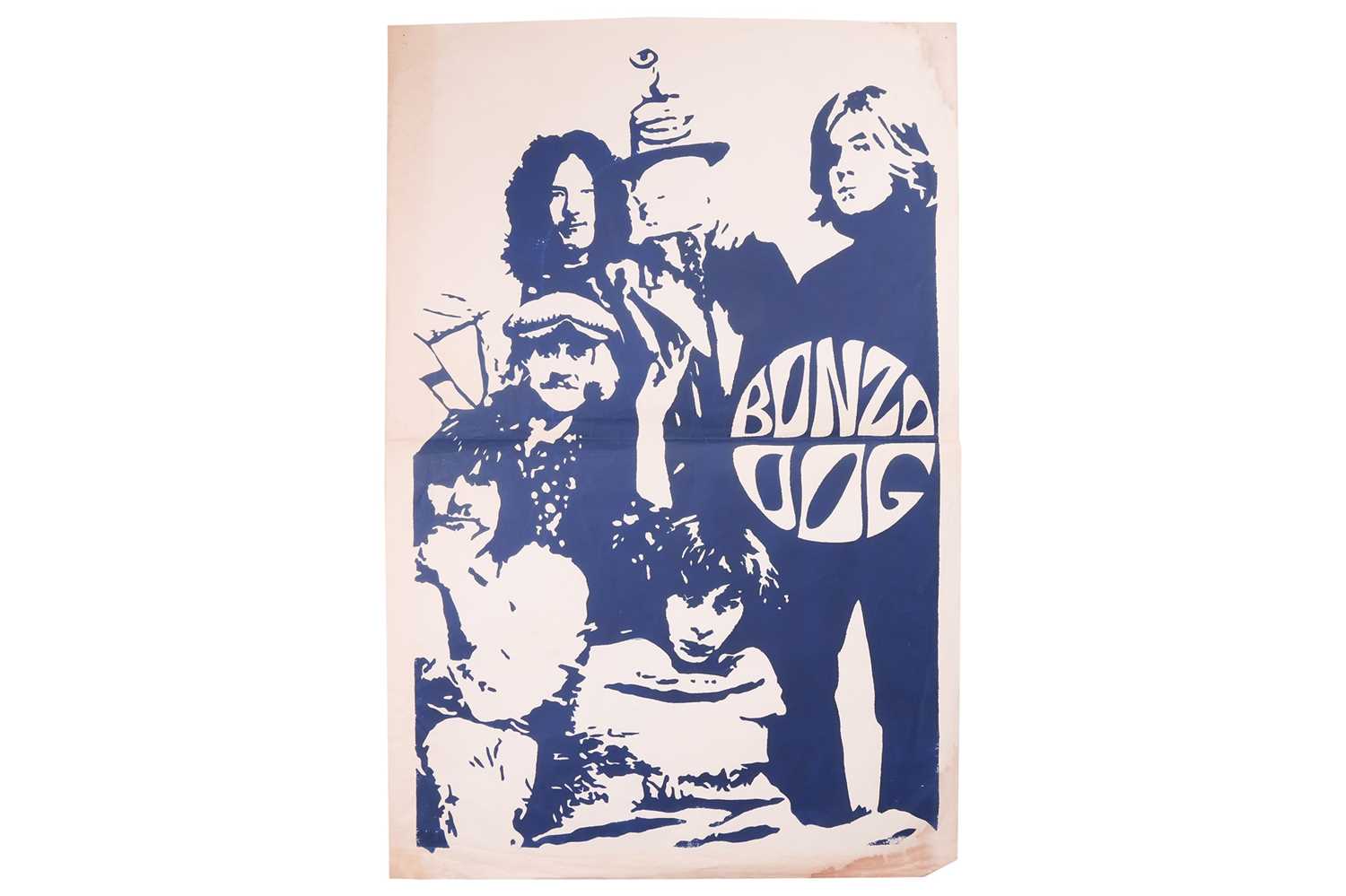 Three early promotional Bonzo Dog Doo-Dah Band posters, depicting the band in blue print on a white  - Image 3 of 4