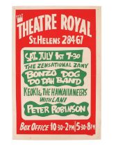 An original concert poster for 'The Zensational Zany Bonzo Dog Do Dah Band' at the Theatre Royal St 