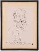 Humphrey Ocean RA (b.1951), Portrait sketch of Vivian Stanshall, pen and ink, signed and dated