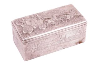 A George III silver snuff box, London 1812, marker's mark 'LH', of rectangular form, engraved with a