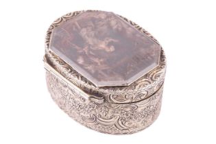 A William IV heavy Britania silver oval cashew box, London (Leopard's Head Erased Marks) 1836 by