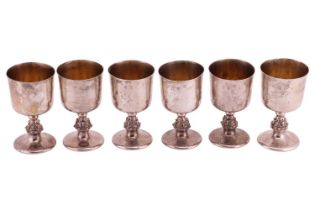 Set of six silver goblets (6) Birmingham 1973 by Barrowclift Silvercaft and some matching