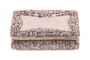 A William IV silver table snuff box by Nathaniel Mills, Birmingham 1833, of rectangular form, with