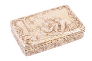 A Victorian silver gilt rectangular cashew box, Birmingham 1874 by George Unite, the hinged cover