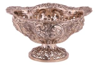 A Victorian silver pierced bowl, by Charles Stuart Harris, London 1891, of lobed oval form with