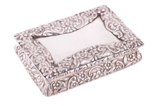 A William IV silver table snuff box by Nathaniel Mills, Birmingham 1832, of rectangular form, with