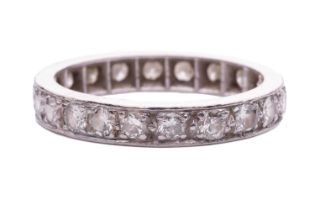 A diamond eternity ring, pavé-set with a single row of brilliant-cut diamonds of 2.5 mm, with an