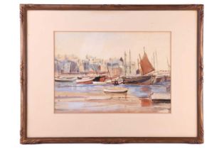 Dame Laura Knight (1877 - 1979), 'No. 1 Fishing Boats' - a harbour scene, signed Laura Knight in
