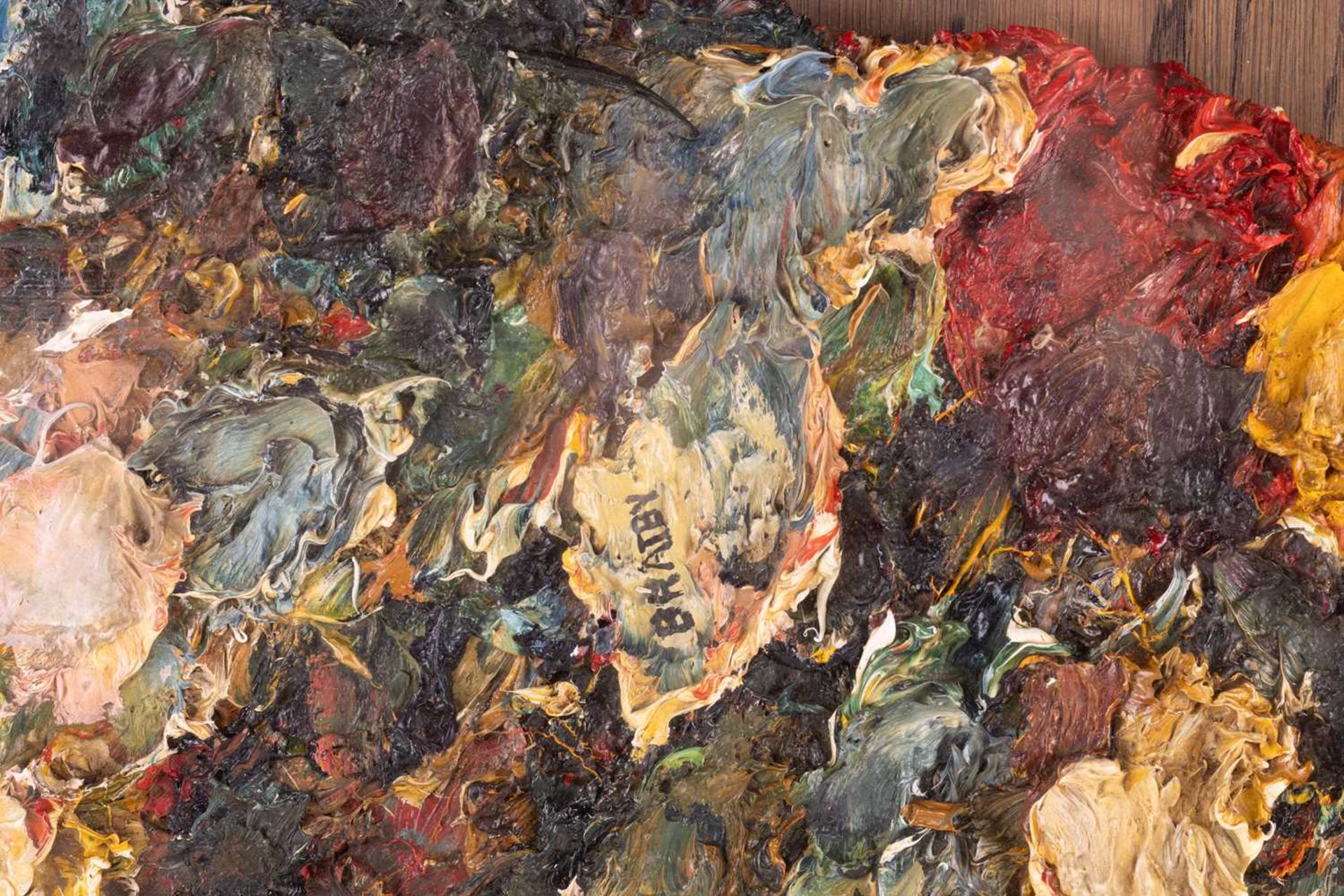 John Bratby (1928 - 1992), Artist's Palette, signed 'Bratby' (upper centre), mixed media, 39 x 61 cm - Image 8 of 11