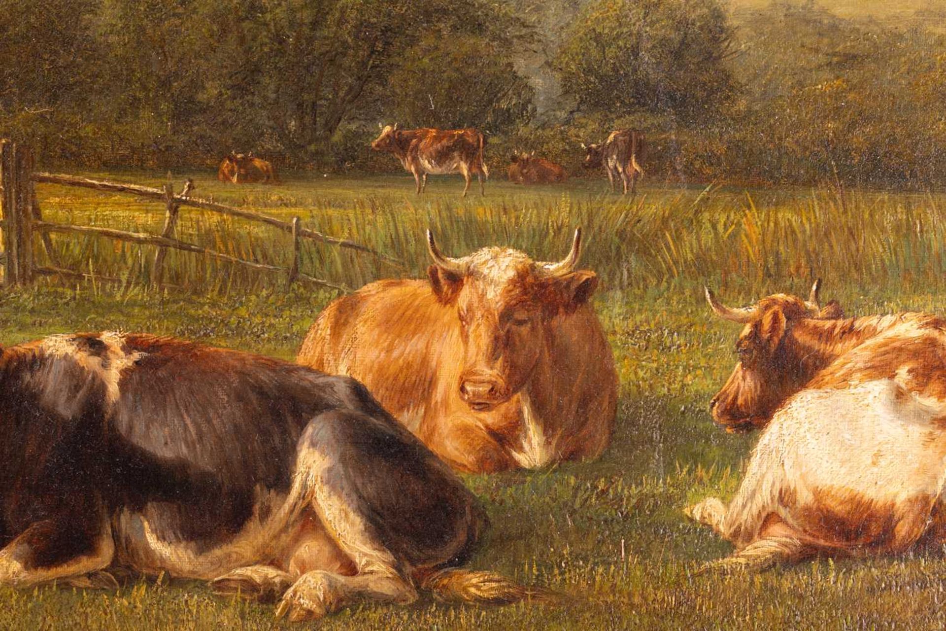 William Luker (1828 - 1905), Landscape with cattle by a river, signed indistinctly 'W. Luker' (lower - Bild 3 aus 23