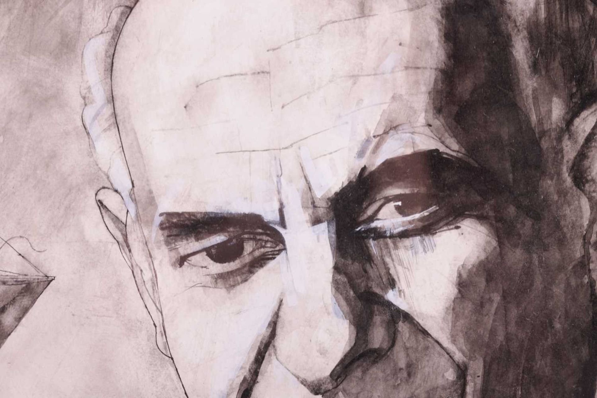 Barry Fantoni (b.1940), Portrait of Georg Solti, unsigned, pen and ink with bodycolour, 25 x 36 cm,  - Image 3 of 8