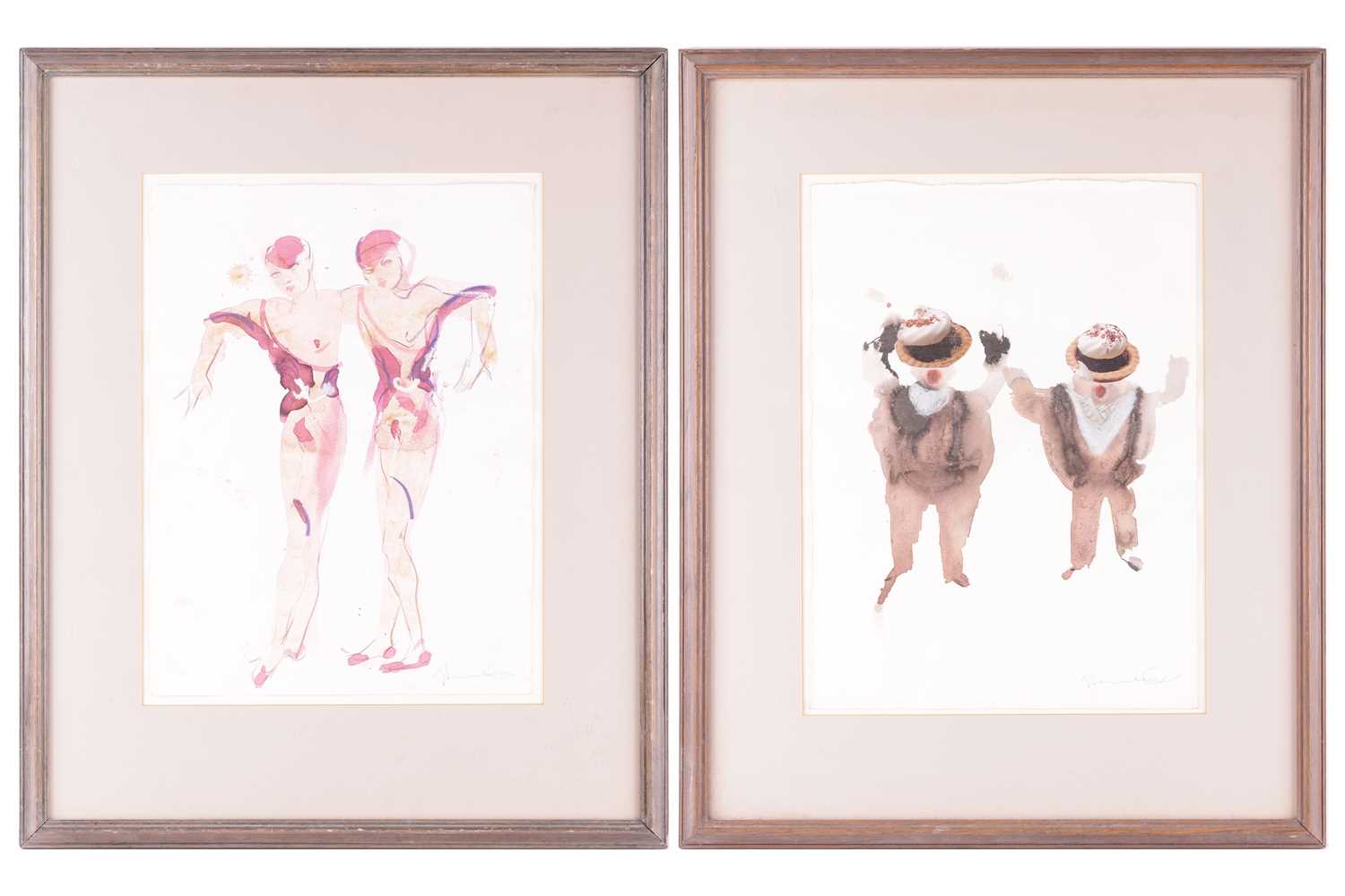 Yolanda Sonnabend (1935 - 2015), Theatrical costume designs for two dancers, signed in pencil (lower