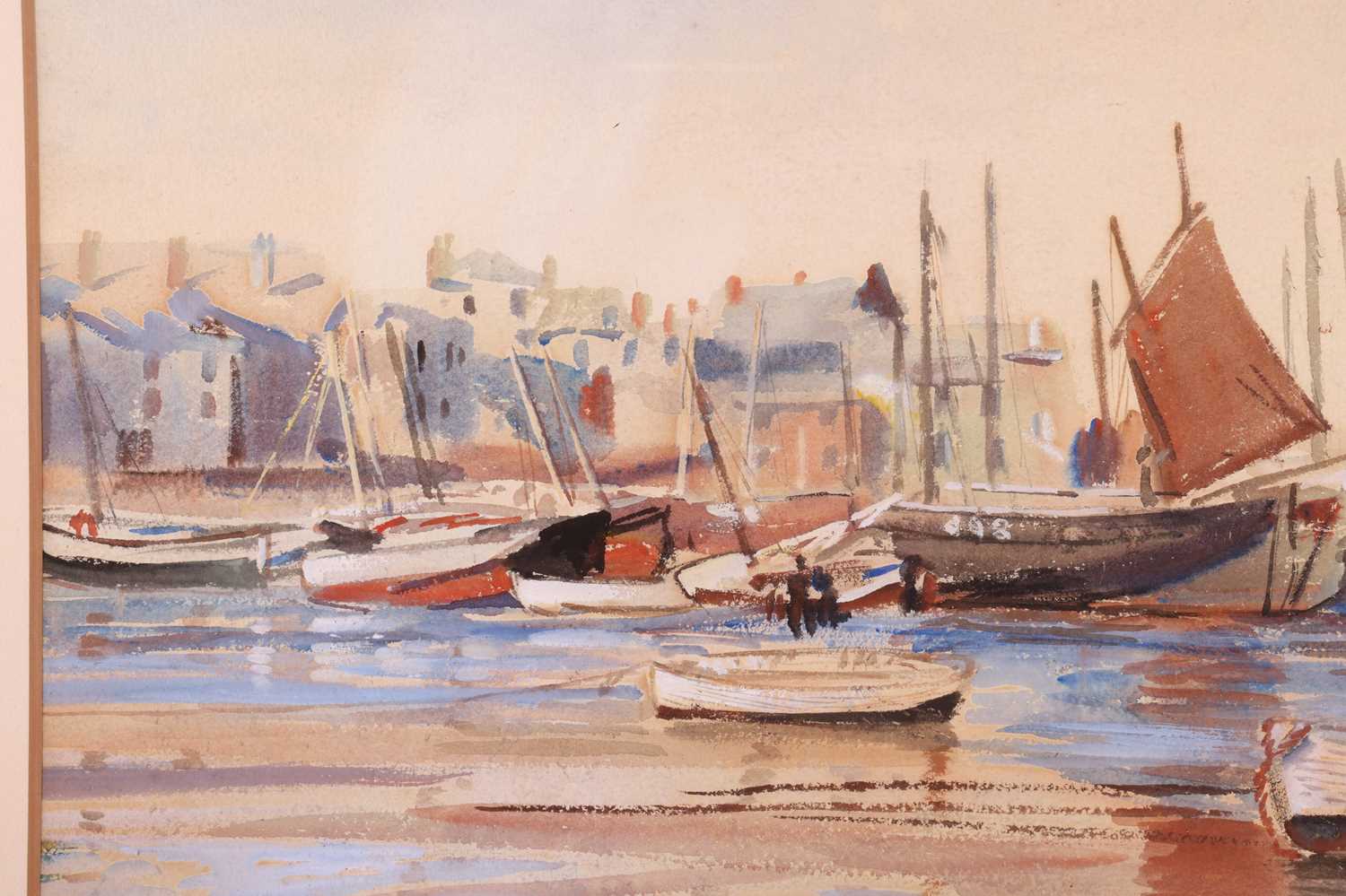 Dame Laura Knight (1877 - 1979), 'No. 1 Fishing Boats' - a harbour scene, signed Laura Knight in pen - Image 5 of 7