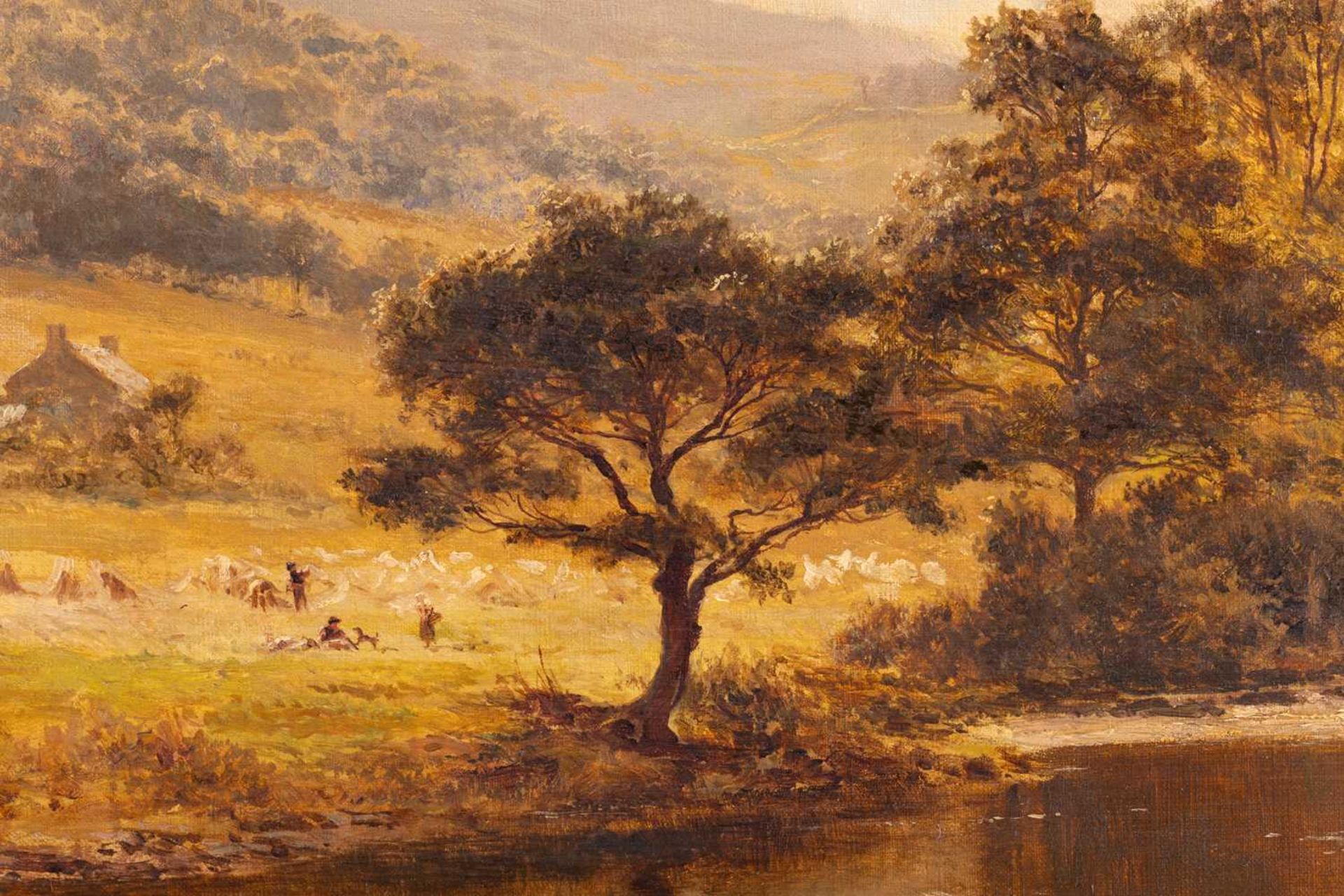 R. Gallon (1845 - 1925), Landscape with a small farmhouse, signed 'R Gallon' (lower right), oil on c - Image 6 of 12