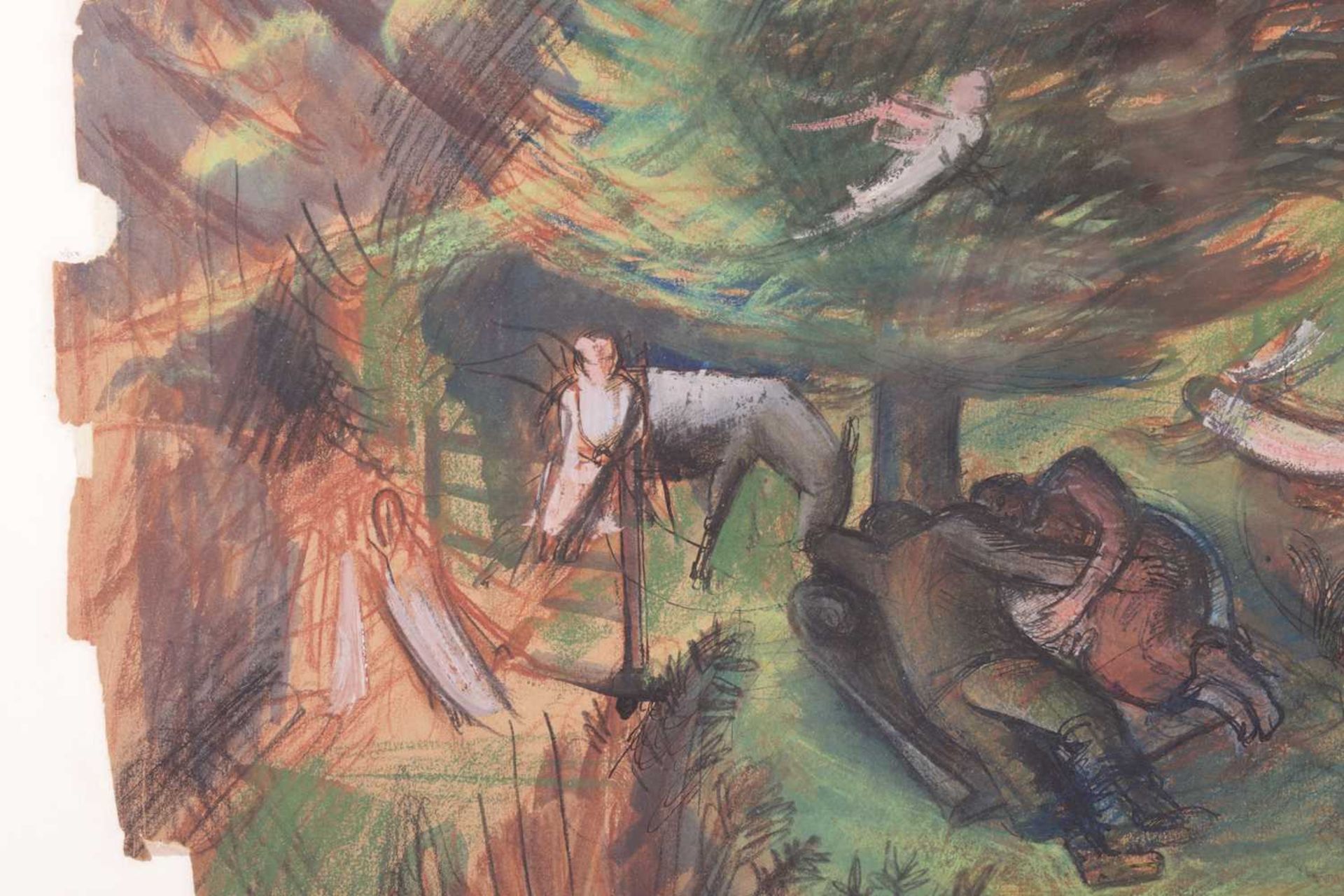 Alan Sorrell (1904 - 1974), Rest on the Flight to Egypt (c1930s), chalk and gouache on rough edge pa - Image 6 of 6